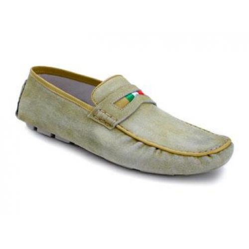 Bacco Bucci "Zubrus" Lime Genuine Hand Brushed Italian Vintage Calfskin Loafer Shoes
